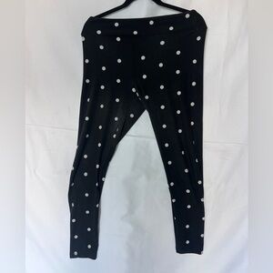 LuLaRoe Black Leggings with White Polka Dots. Like New